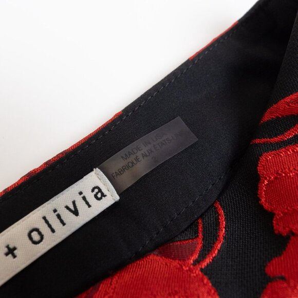 Alice + Olivia Red Floral Jacquard Paisley Shorts Size 2 Made in USA - Picture 2 of 11